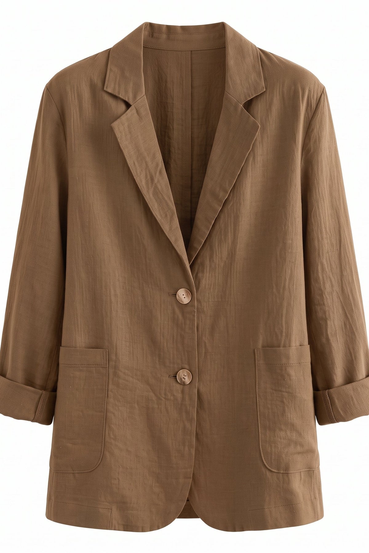 Women's Notched Lapel Blazer | Curved Hem — Camel — packshot