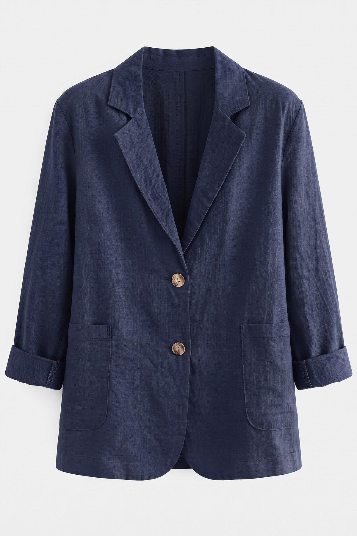 Women's Notched Lapel Blazer | Curved Hem — Navy — packshot