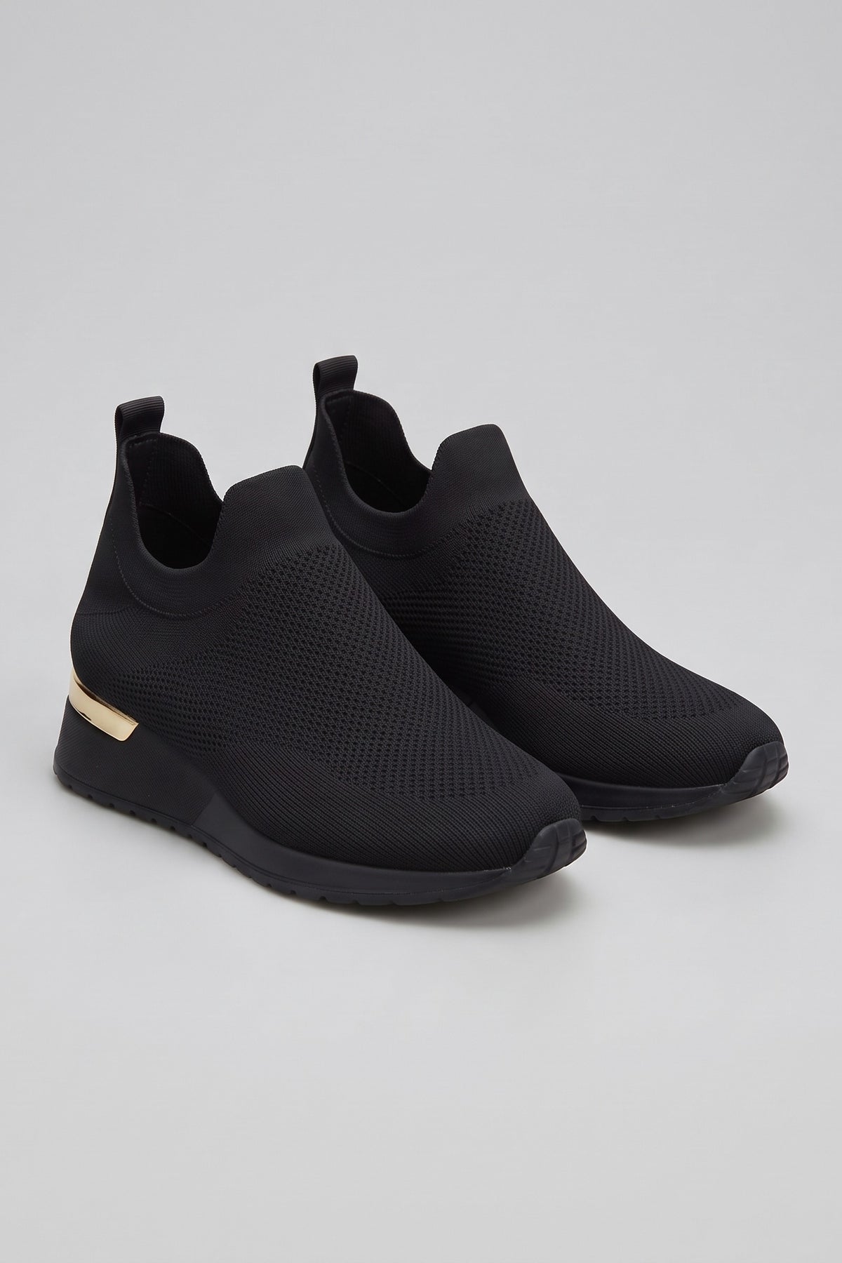 Women's Slip-On Sneakers | Metallic Heel — Grey — shoe_main — on model