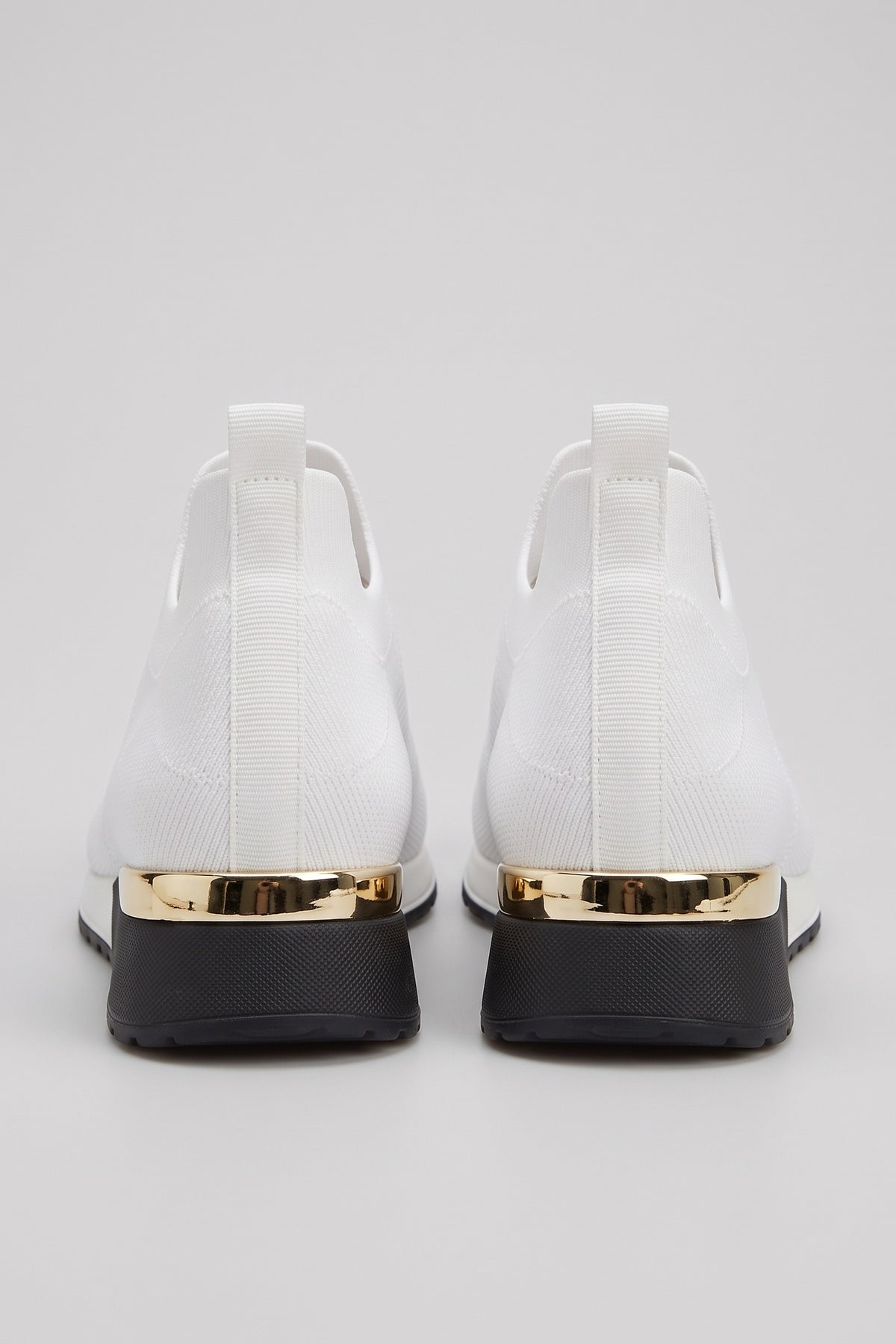 Women's Slip-On Sneakers | Metallic Heel — White — shoe_back — on model
