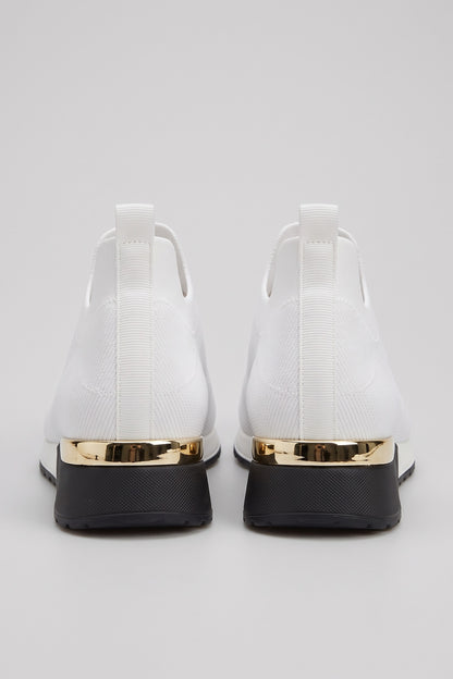 Women's Slip-On Sneakers | Metallic Heel — White — shoe_back — on model