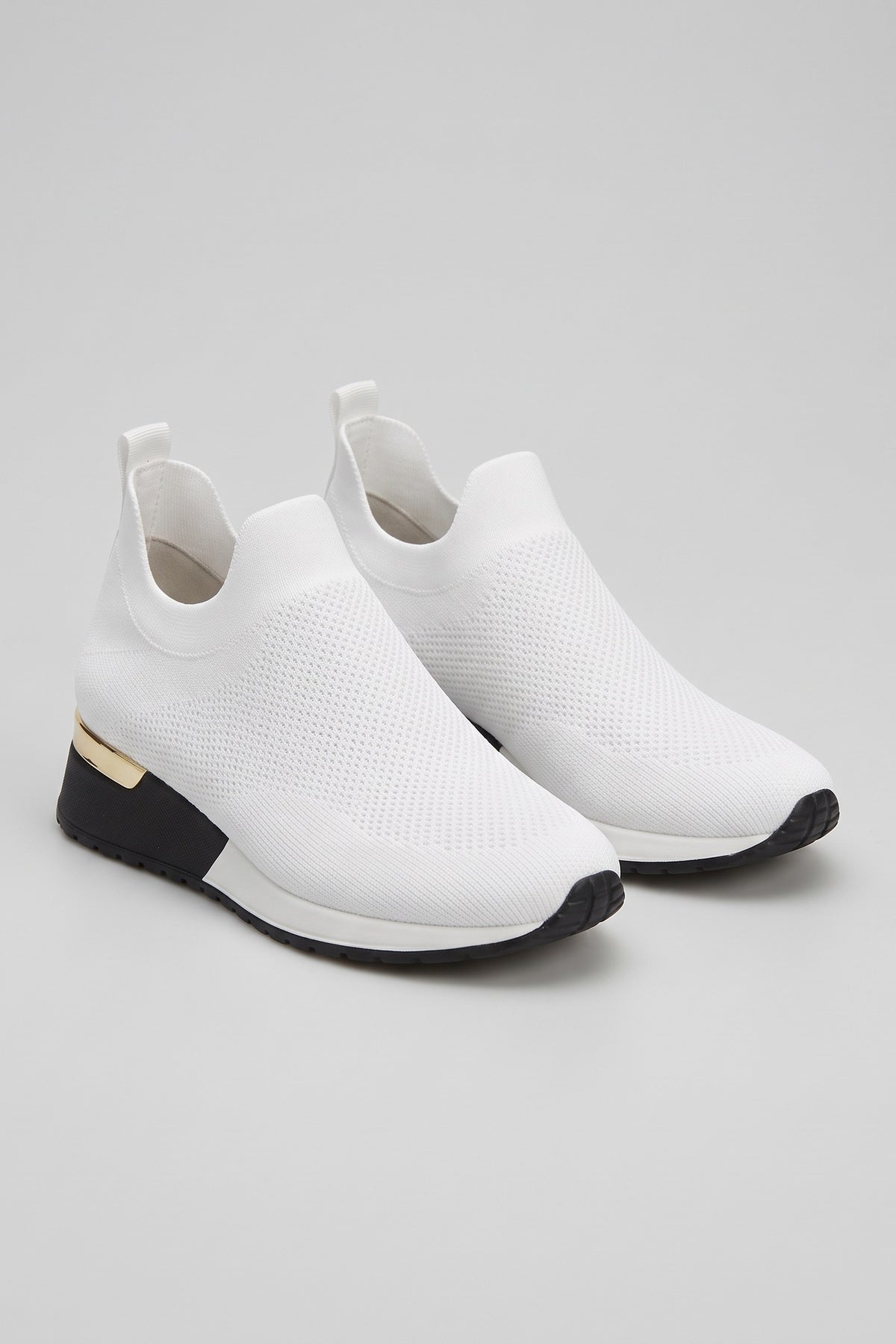 Women's Slip-On Sneakers | Metallic Heel — White — shoe_main — on model