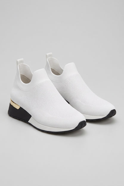 Women's Slip-On Sneakers | Metallic Heel — White — shoe_main — on model