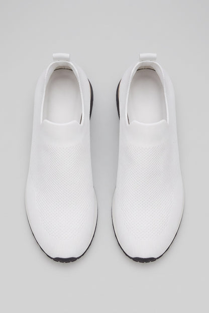 Women's Slip-On Sneakers | Metallic Heel — White — shoe_top — on model
