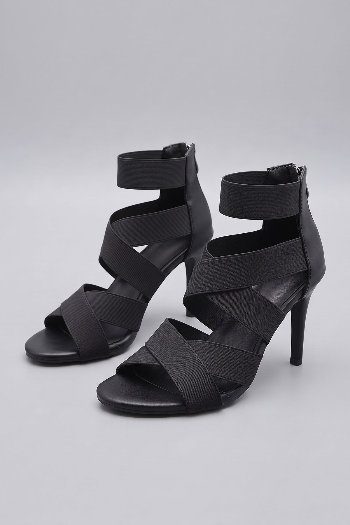 Women's Strappy Heeled Sandals | Open Toe — Onyx Black — shoe_main — on model