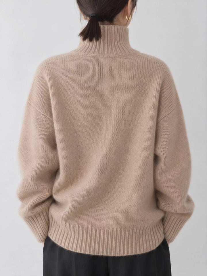 Oversized thermal dropped shoulder in camel, front view 2
