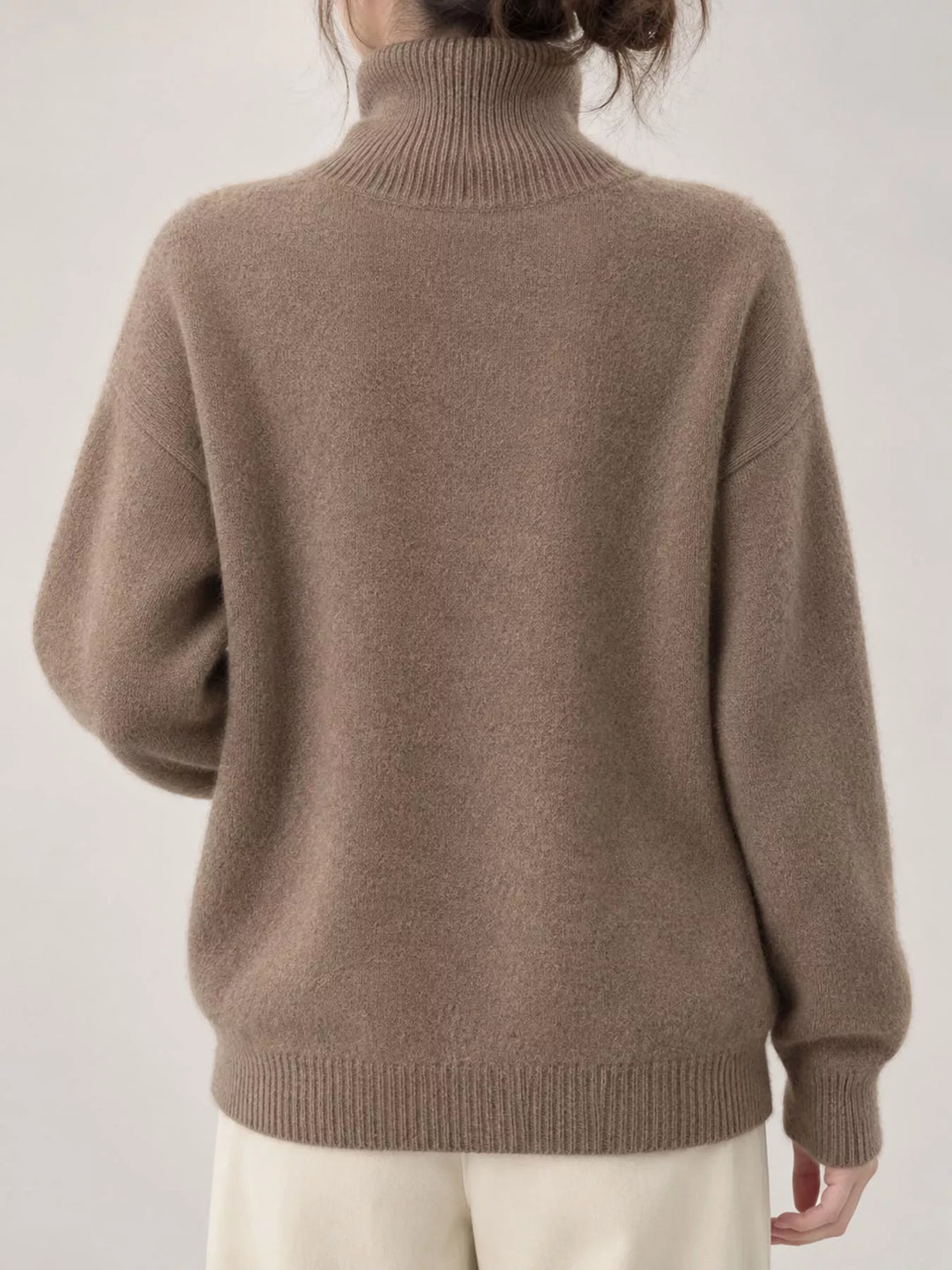 Oversized thermal dropped shoulder in coffee, front view 2