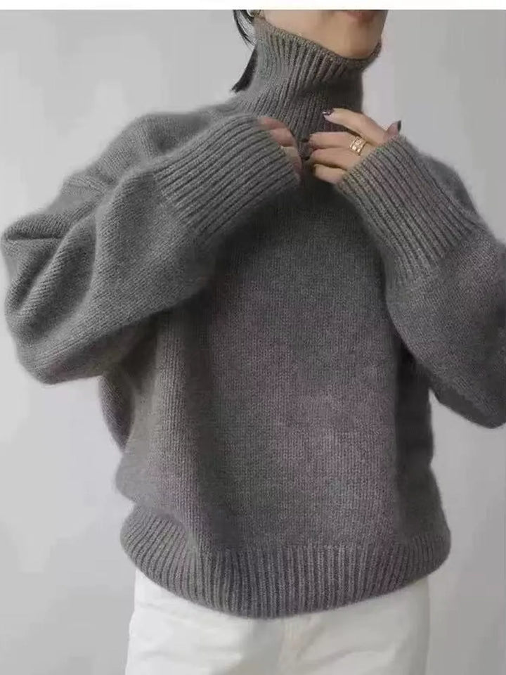 Oversized thermal dropped shoulder in dark gray, styled on model