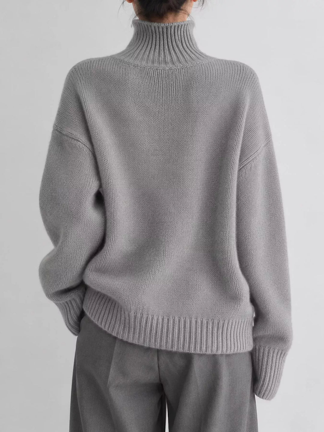 Oversized thermal dropped shoulder in gray, front view 2
