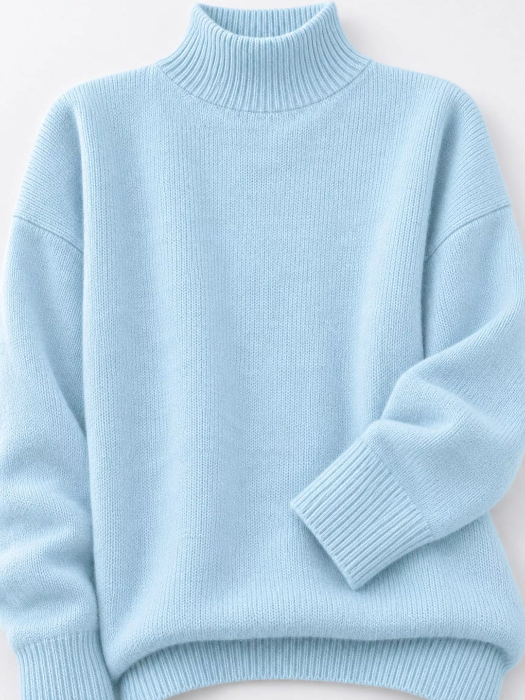 Oversized thermal dropped shoulder in light blue, close-up detail