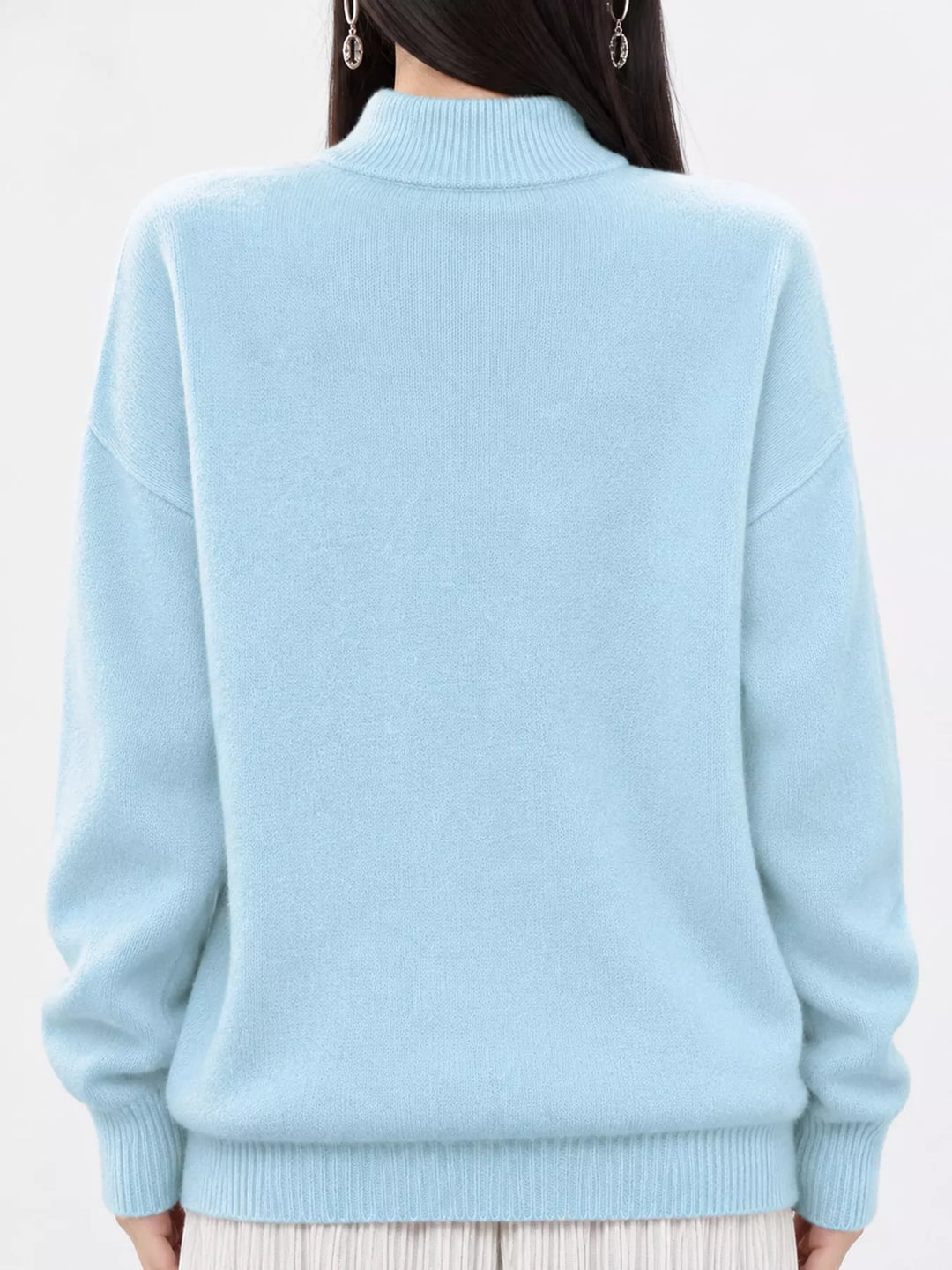 Oversized thermal dropped shoulder in light blue, front view 2