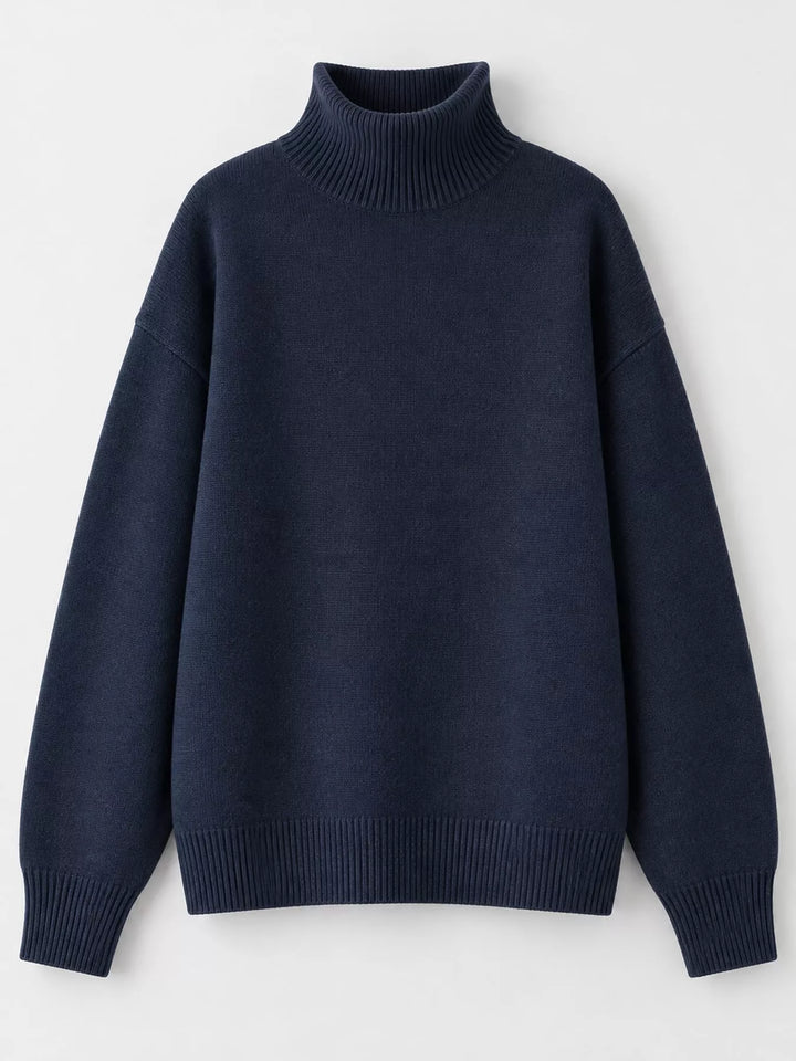 Oversized thermal dropped shoulder in navy, flat lay