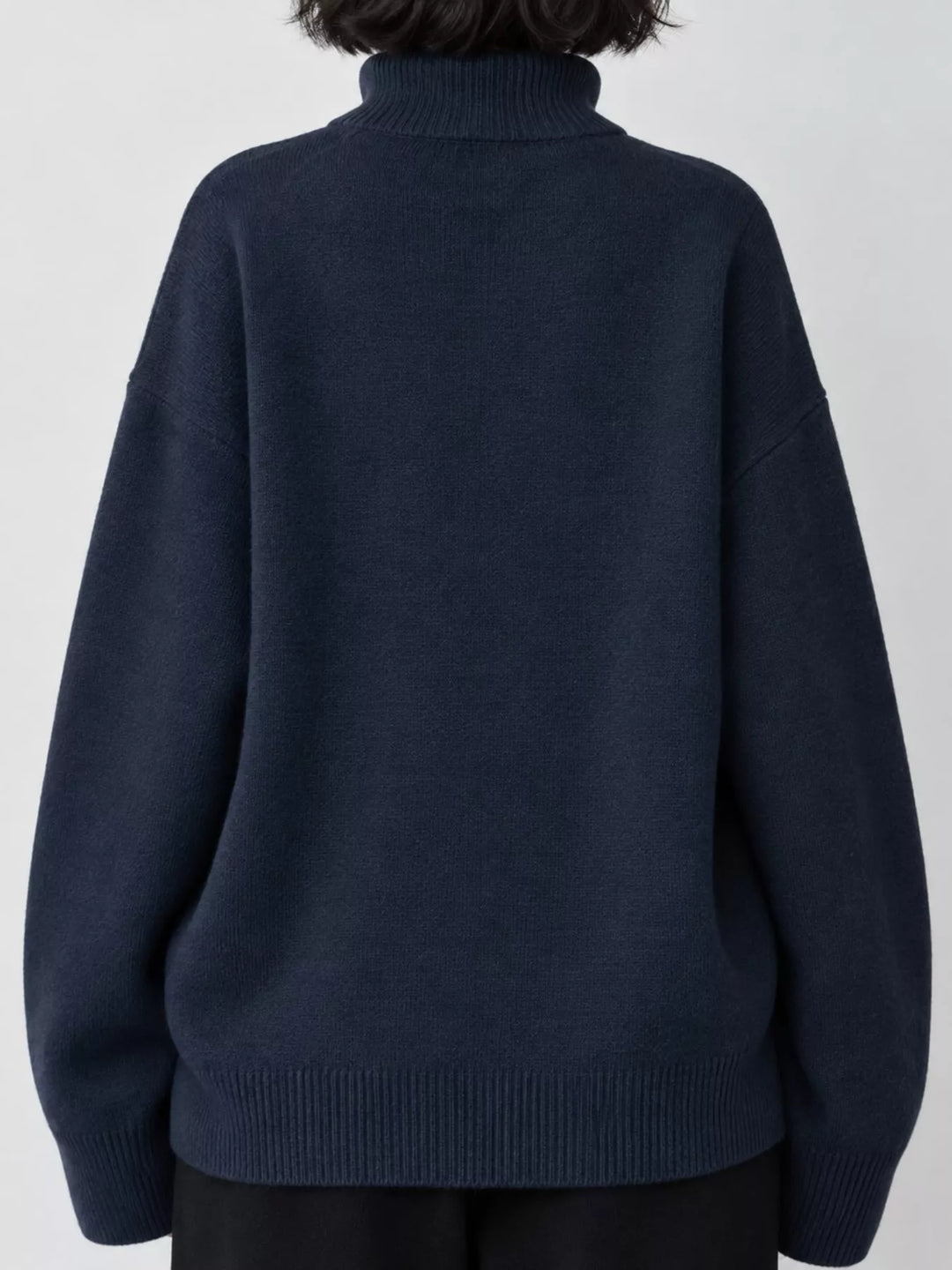 Oversized thermal dropped shoulder in navy, front view