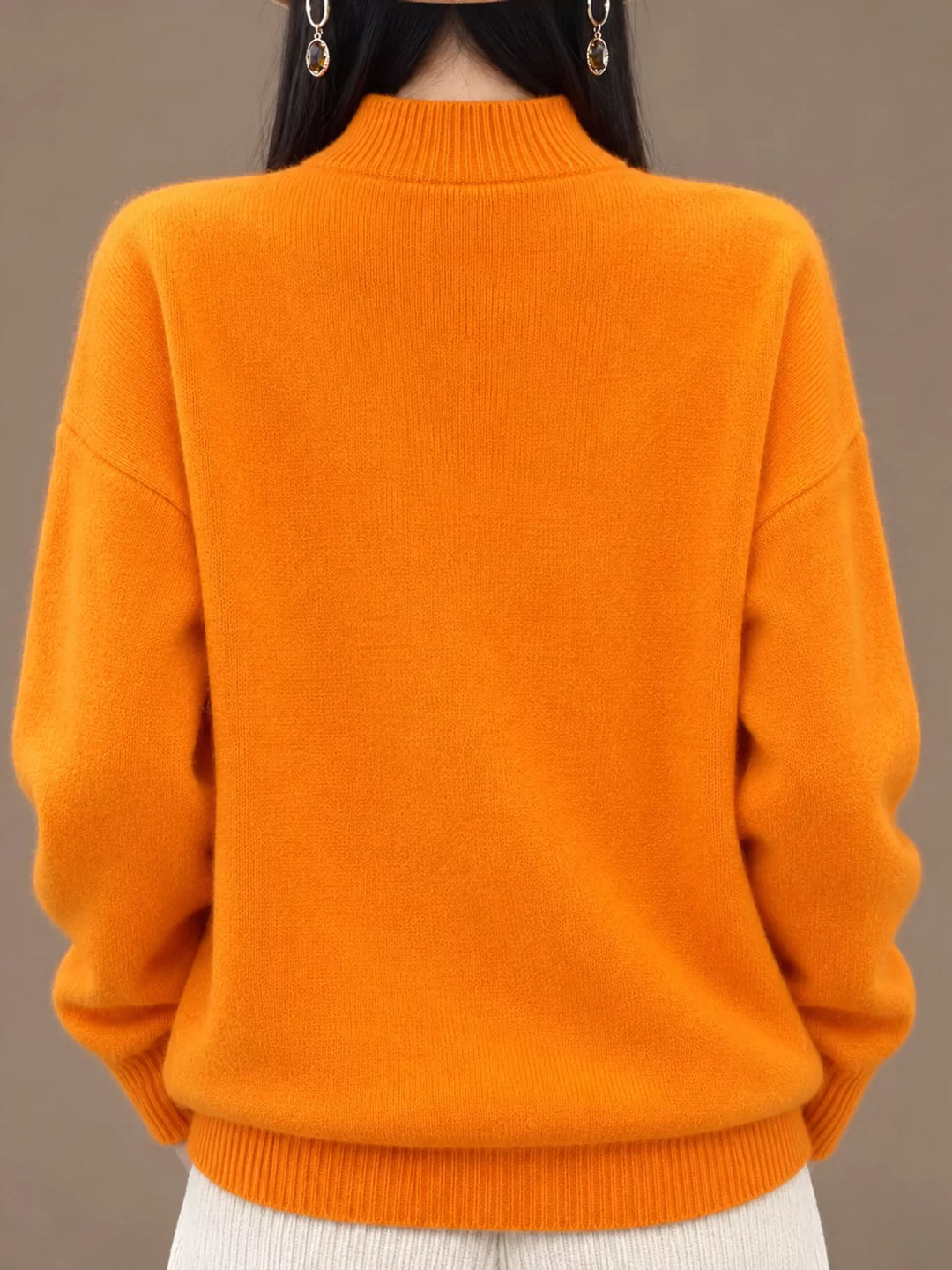 Oversized thermal dropped shoulder in orange, front view 2