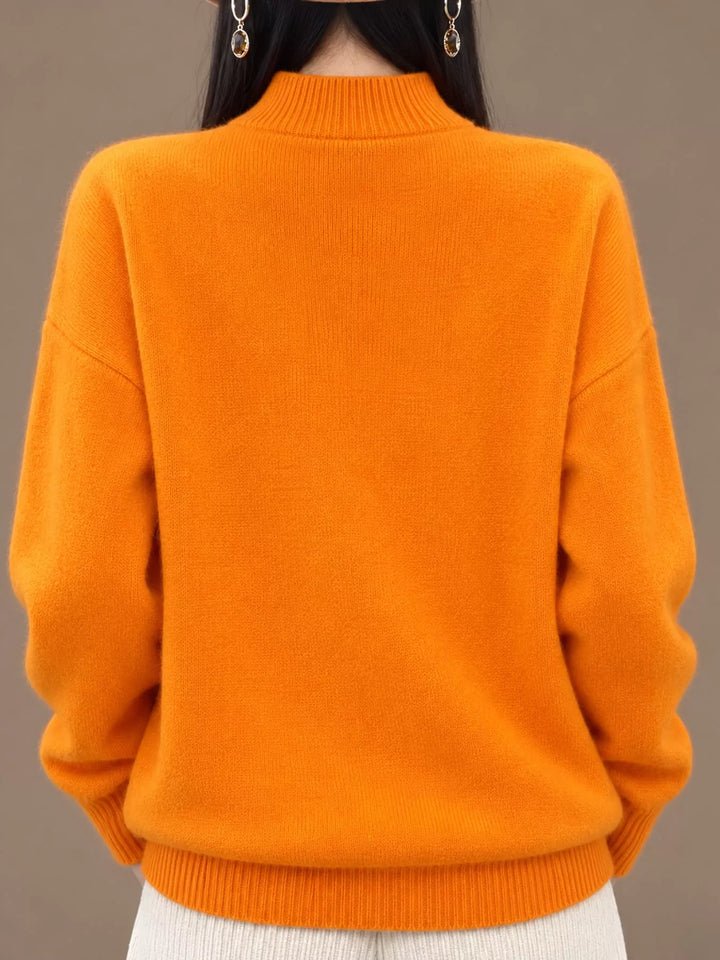 Oversized thermal dropped shoulder in orange, front view 2