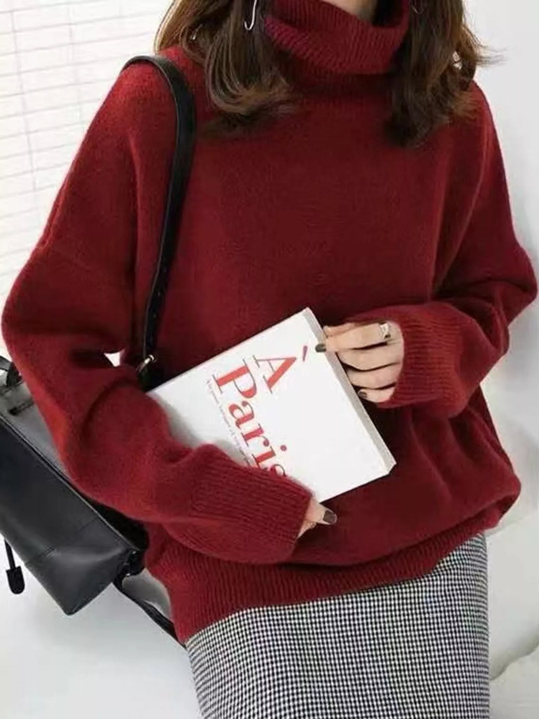 Oversized thermal dropped shoulder in red, styled on model