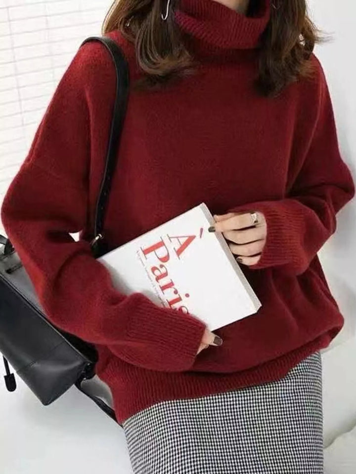 Oversized thermal dropped shoulder in red, styled on model