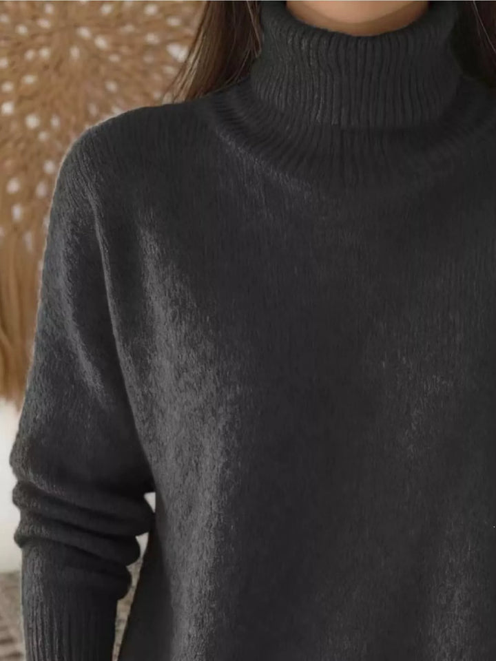 Soft fuzzy look long sleeve ribbed in black, close-up detail