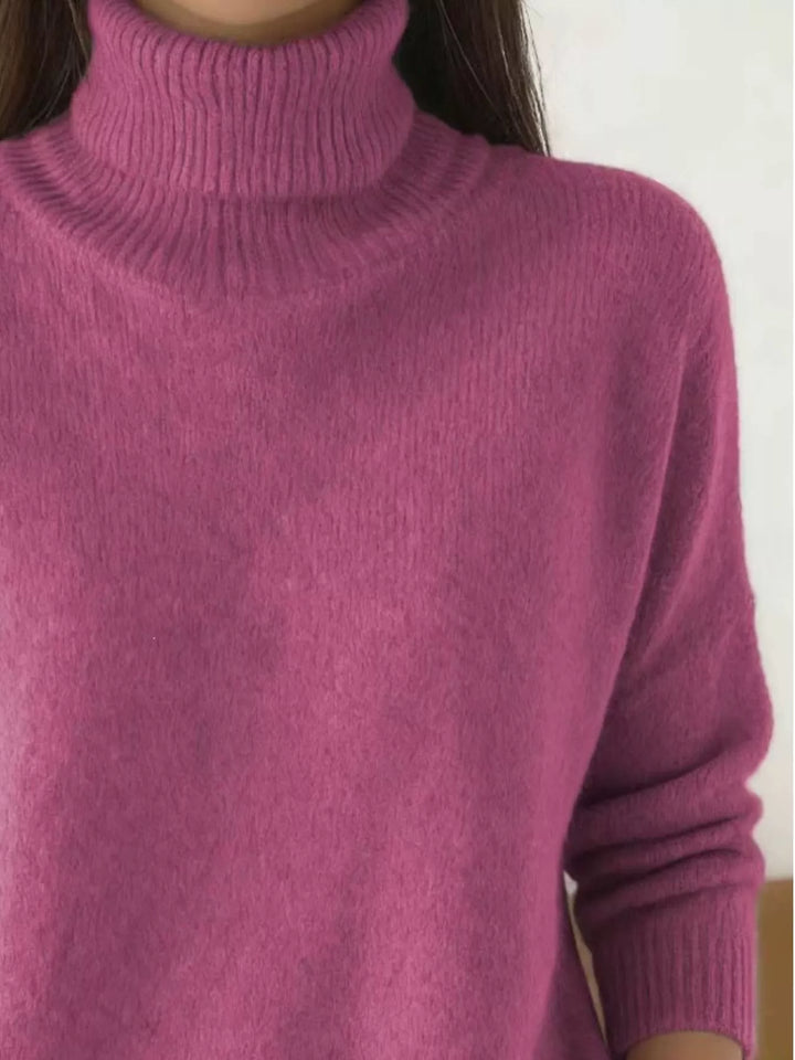 Soft fuzzy look long sleeve ribbed in purple, close-up detail