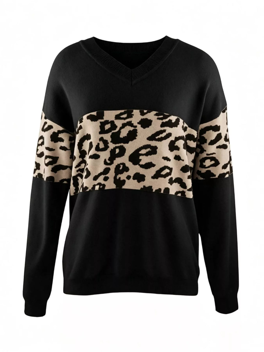 Leopard print panel colorblock design in black, flat lay