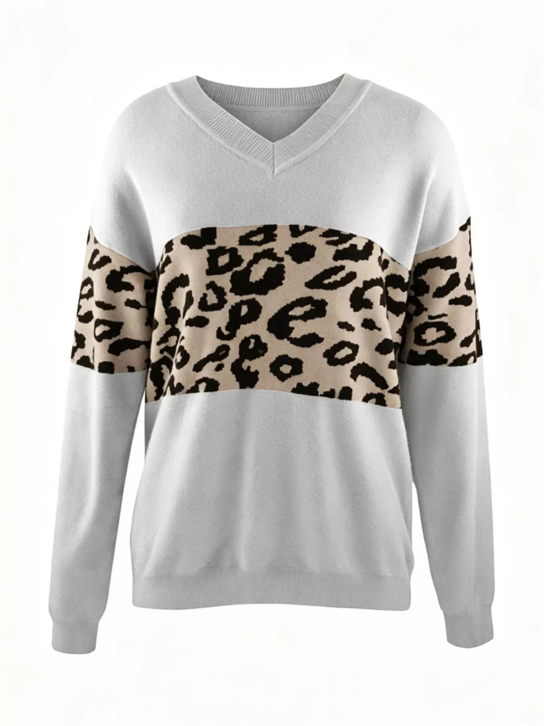 Leopard print panel colorblock design in grey, flat lay