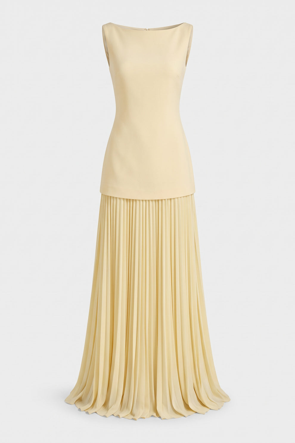Women's Wedding Guest Two Piece Skirt Set | Pleated Maxi and Top — Butter Yellow — packshot