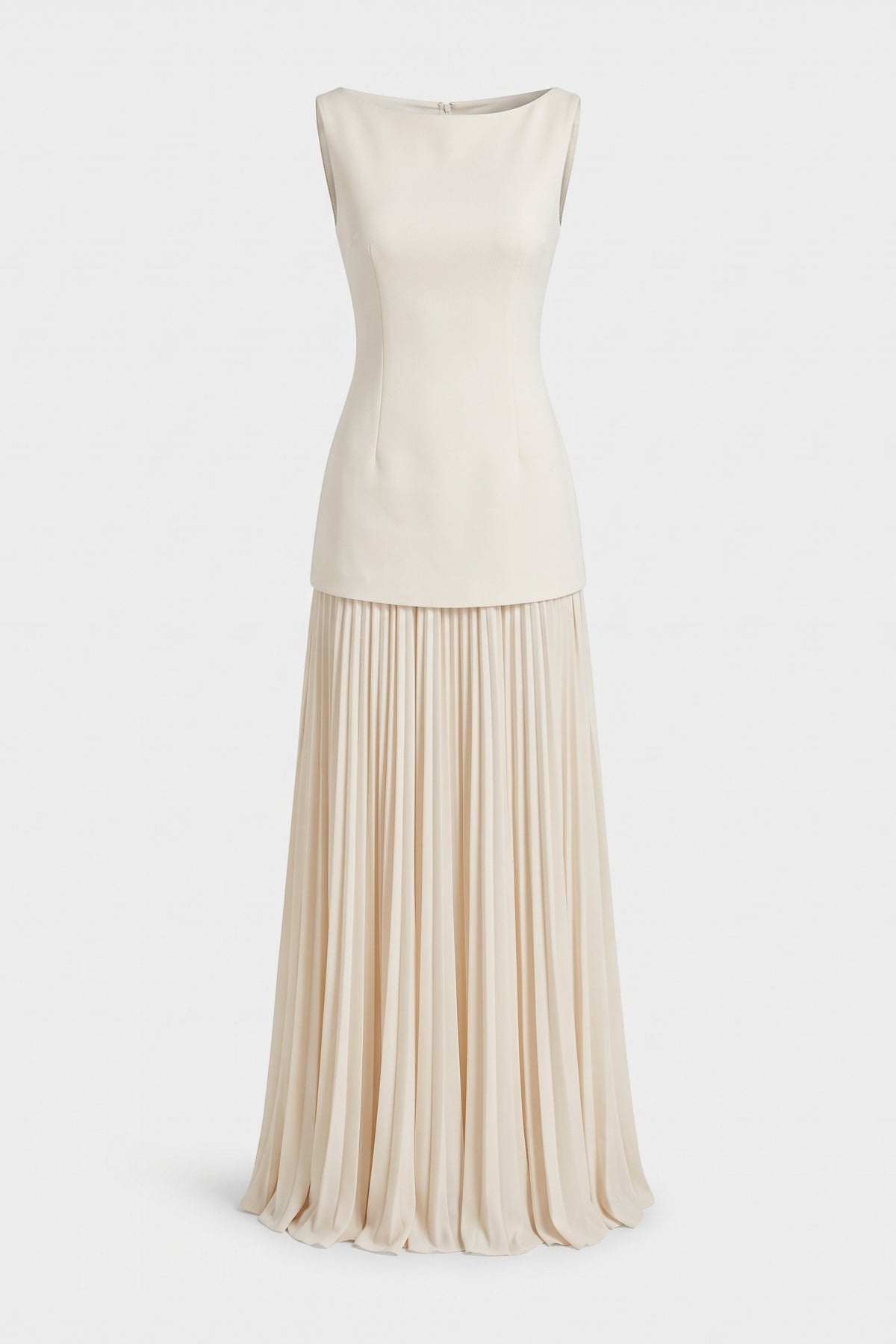 Women's Wedding Guest Two Piece Skirt Set | Pleated Maxi and Top — Ivory — packshot