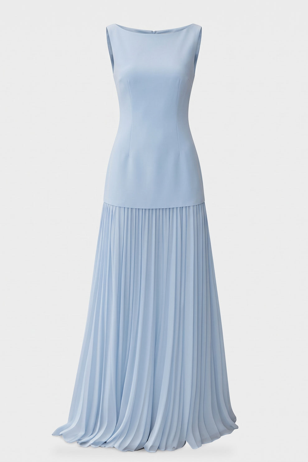 Women's Wedding Guest Two Piece Skirt Set | Pleated Maxi and Top — Light Blue — packshot