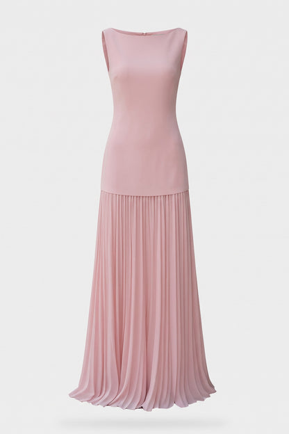 Women's Wedding Guest Two Piece Skirt Set | Pleated Maxi and Top — Pink — packshot
