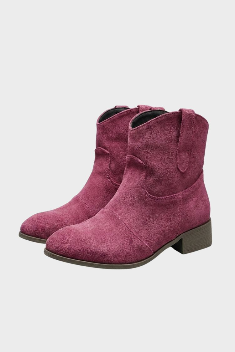 Women's burgundy cowgirl booties, front view