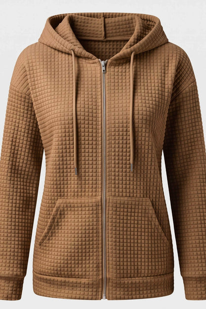Women's Zip-Up Jacket | Hooded — Camel — packshot