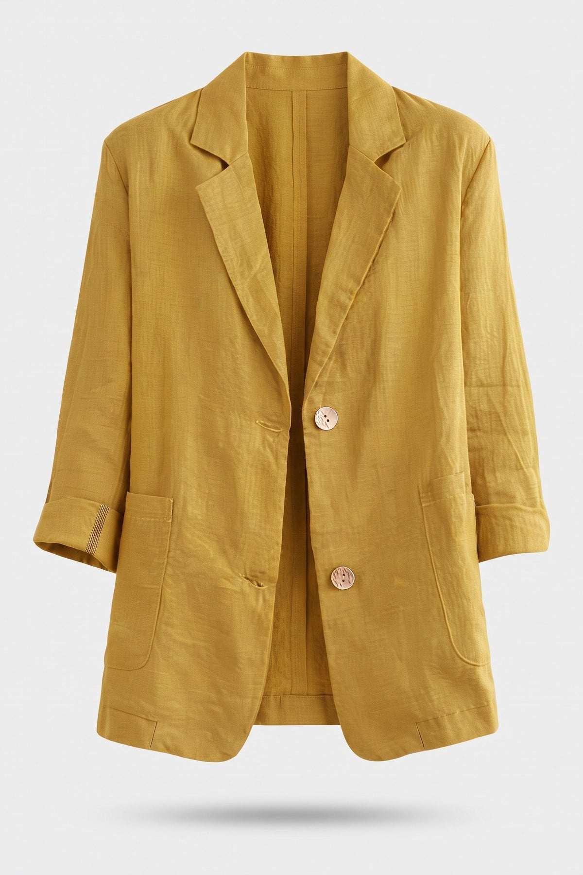 Women's Notched Lapel Blazer | Curved Hem — Yellow — packshot