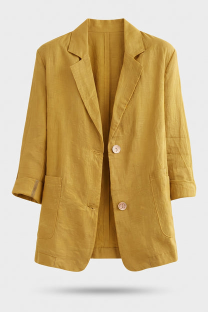 Women's Notched Lapel Blazer | Curved Hem — Yellow — packshot