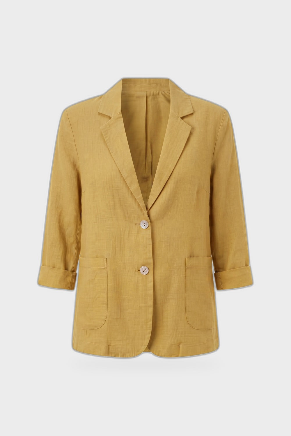 Women's Notched Lapel Blazer | Curved Hem — Yellow — product view